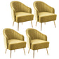 Contemporary Style Upholstered Arm Dining Chair Solid Back Side Chair for Home Yellow 4 Piece Set Brass Gold Clearhalo ' kitchen&dining_furn' 'Dining Chairs' 'Dining Tables & Seating' 'dining_chair' 'furn' 'furn_dining_chair' 'Furniture' 'furniture_dining_chair' 'Kitchen & Dining Furniture' 'kitchen' 3825705