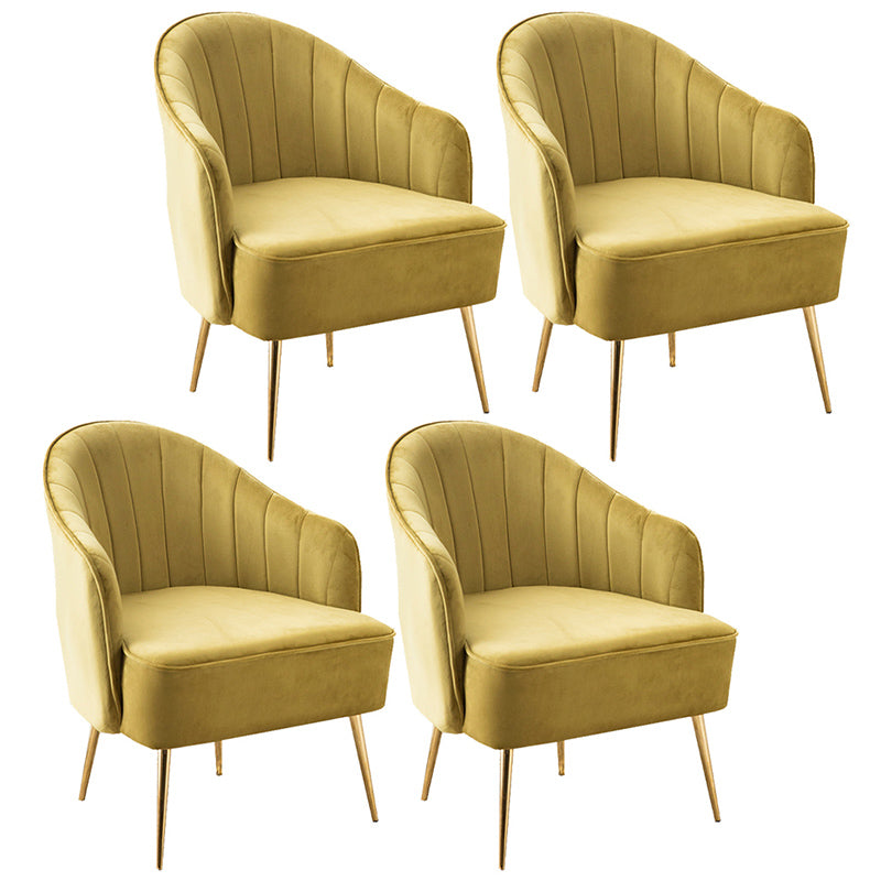 Contemporary Style Upholstered Arm Dining Chair Solid Back Side Chair for Home Yellow 4 Piece Set Brass Gold Clearhalo ' kitchen&dining_furn' 'Dining Chairs' 'Dining Tables & Seating' 'dining_chair' 'furn' 'furn_dining_chair' 'Furniture' 'furniture_dining_chair' 'Kitchen & Dining Furniture' 'kitchen' 3825705
