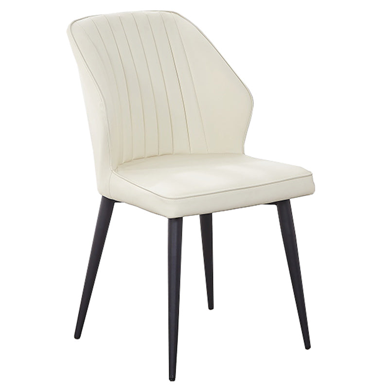 Modern Style Dining Side Chair with Metal Legs Armless Chair for Kitchen Ivory 1 Piece Black Clearhalo ' kitchen&dining_furn' 'Dining Chairs' 'Dining Tables & Seating' 'dining_chair' 'furn' 'furn_dining_chair' 'Furniture' 'furniture_dining_chair' 'Kitchen & Dining Furniture' 'kitchen' 3825713
