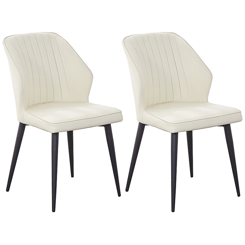 Modern Style Dining Side Chair with Metal Legs Armless Chair for Kitchen Ivory 2 Piece Set Black Clearhalo ' kitchen&dining_furn' 'Dining Chairs' 'Dining Tables & Seating' 'dining_chair' 'furn' 'furn_dining_chair' 'Furniture' 'furniture_dining_chair' 'Kitchen & Dining Furniture' 'kitchen' 3825714