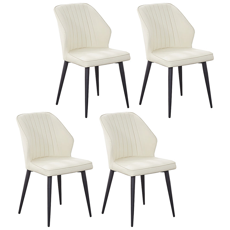 Modern Style Dining Side Chair with Metal Legs Armless Chair for Kitchen Ivory 4 Piece Set Black Clearhalo ' kitchen&dining_furn' 'Dining Chairs' 'Dining Tables & Seating' 'dining_chair' 'furn' 'furn_dining_chair' 'Furniture' 'furniture_dining_chair' 'Kitchen & Dining Furniture' 'kitchen' 3825716