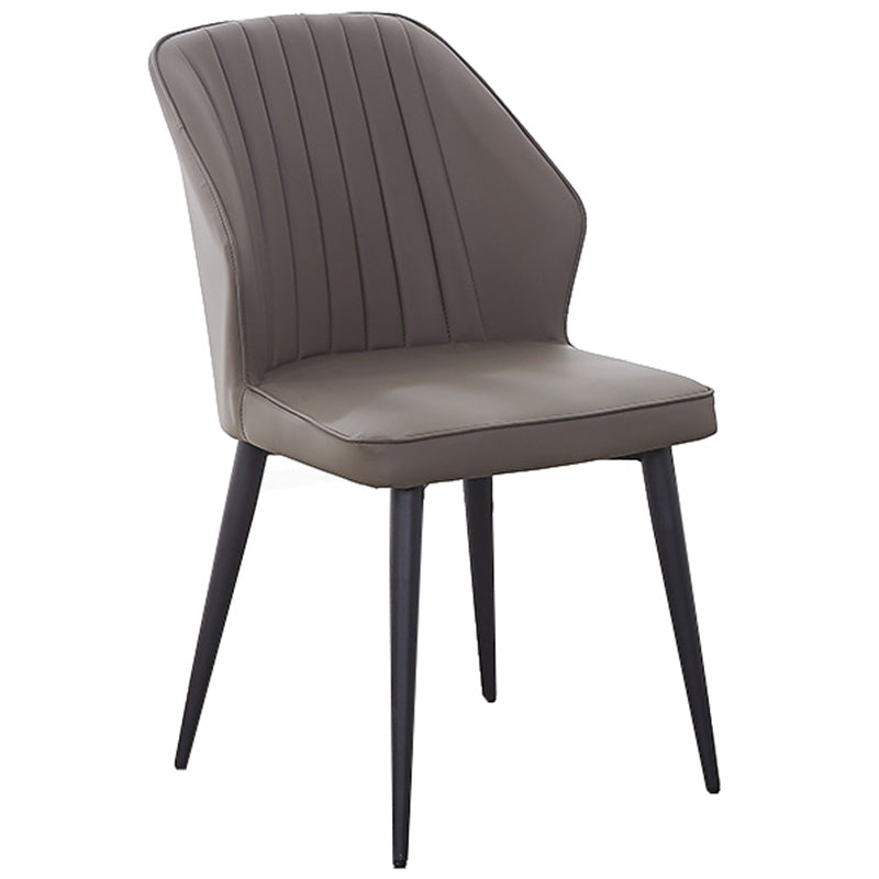 Modern Style Dining Side Chair with Metal Legs Armless Chair for Kitchen Dark Gray 1 Piece Black Clearhalo ' kitchen&dining_furn' 'Dining Chairs' 'Dining Tables & Seating' 'dining_chair' 'furn' 'furn_dining_chair' 'Furniture' 'furniture_dining_chair' 'Kitchen & Dining Furniture' 'kitchen' 3825718