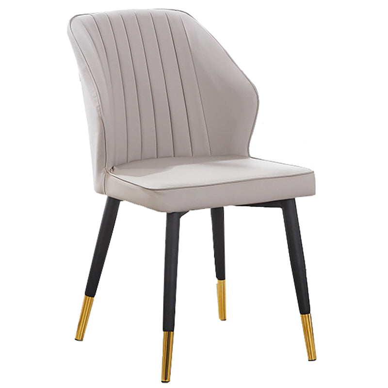 Modern Style Dining Side Chair with Metal Legs Armless Chair for Kitchen Light Gray 1 Piece Brass Gold Clearhalo ' kitchen&dining_furn' 'Dining Chairs' 'Dining Tables & Seating' 'dining_chair' 'furn' 'furn_dining_chair' 'Furniture' 'furniture_dining_chair' 'Kitchen & Dining Furniture' 'kitchen' 3825736