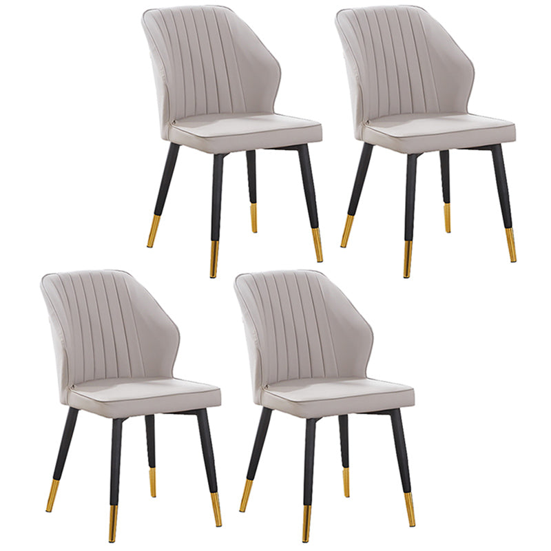 Modern Style Dining Side Chair with Metal Legs Armless Chair for Kitchen Light Gray 4 Piece Set Brass Gold Clearhalo ' kitchen&dining_furn' 'Dining Chairs' 'Dining Tables & Seating' 'dining_chair' 'furn' 'furn_dining_chair' 'Furniture' 'furniture_dining_chair' 'Kitchen & Dining Furniture' 'kitchen' 3825738
