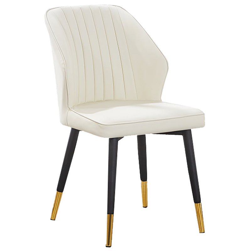 Modern Style Dining Side Chair with Metal Legs Armless Chair for Kitchen Ivory 1 Piece Brass Gold Clearhalo ' kitchen&dining_furn' 'Dining Chairs' 'Dining Tables & Seating' 'dining_chair' 'furn' 'furn_dining_chair' 'Furniture' 'furniture_dining_chair' 'Kitchen & Dining Furniture' 'kitchen' 3825739