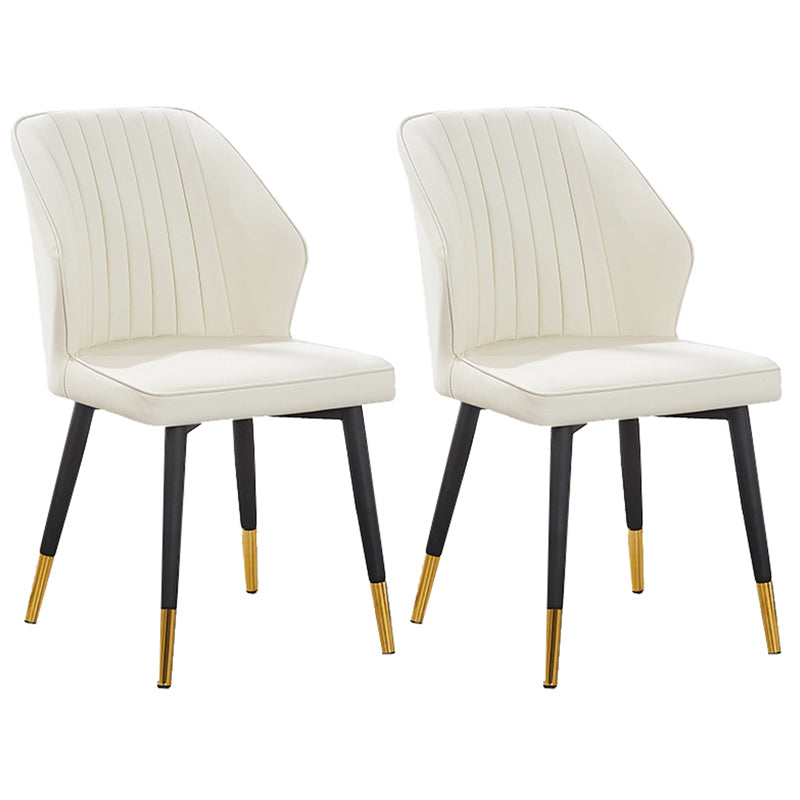 Modern Style Dining Side Chair with Metal Legs Armless Chair for Kitchen Ivory 2 Piece Set Brass Gold Clearhalo ' kitchen&dining_furn' 'Dining Chairs' 'Dining Tables & Seating' 'dining_chair' 'furn' 'furn_dining_chair' 'Furniture' 'furniture_dining_chair' 'Kitchen & Dining Furniture' 'kitchen' 3825740