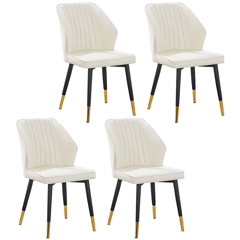 Modern Style Dining Side Chair with Metal Legs Armless Chair for Kitchen Ivory 4 Piece Set Brass Gold Clearhalo ' kitchen&dining_furn' 'Dining Chairs' 'Dining Tables & Seating' 'dining_chair' 'furn' 'furn_dining_chair' 'Furniture' 'furniture_dining_chair' 'Kitchen & Dining Furniture' 'kitchen' 3825741