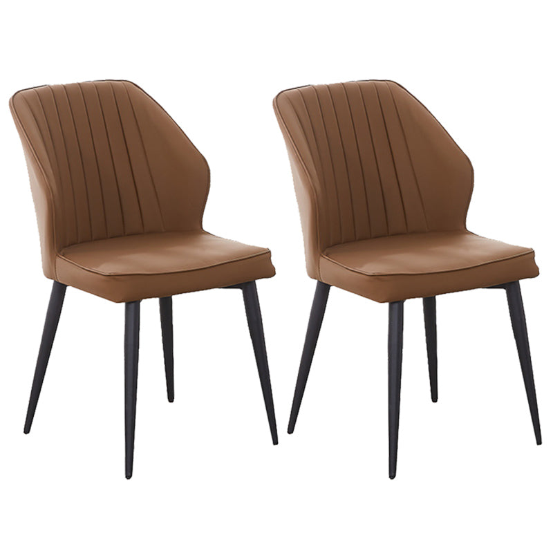 Modern Style Dining Side Chair with Metal Legs Armless Chair for Kitchen Brown 2 Piece Set Black Clearhalo ' kitchen&dining_furn' 'Dining Chairs' 'Dining Tables & Seating' 'dining_chair' 'furn' 'furn_dining_chair' 'Furniture' 'furniture_dining_chair' 'Kitchen & Dining Furniture' 'kitchen' 3825743