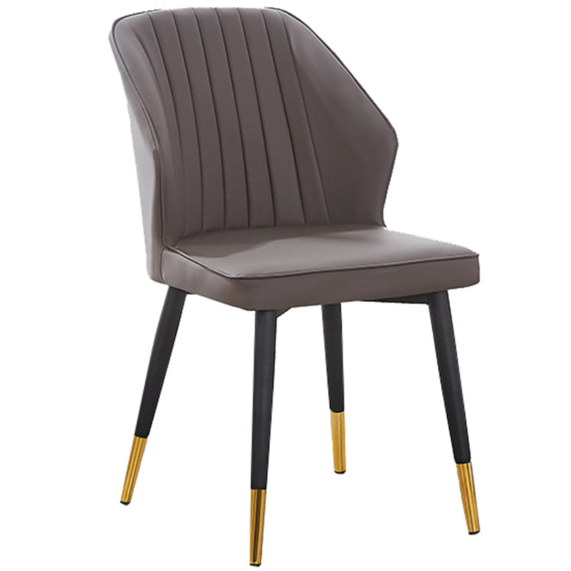 Modern Style Dining Side Chair with Metal Legs Armless Chair for Kitchen Dark Gray 1 Piece Brass Gold Clearhalo ' kitchen&dining_furn' 'Dining Chairs' 'Dining Tables & Seating' 'dining_chair' 'furn' 'furn_dining_chair' 'Furniture' 'furniture_dining_chair' 'Kitchen & Dining Furniture' 'kitchen' 3825745