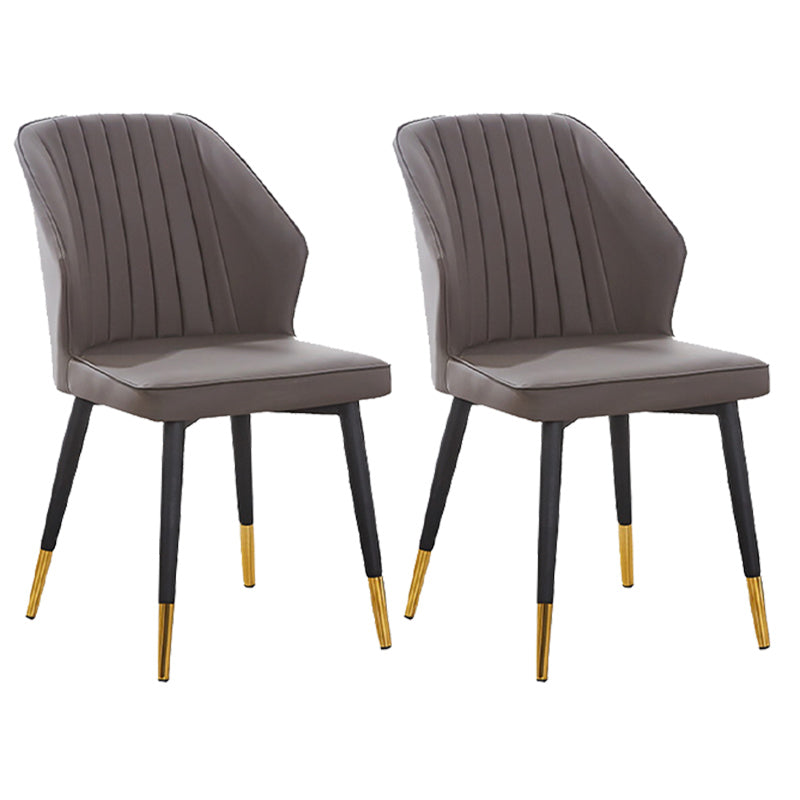 Modern Style Dining Side Chair with Metal Legs Armless Chair for Kitchen Dark Gray 2 Piece Set Brass Gold Clearhalo ' kitchen&dining_furn' 'Dining Chairs' 'Dining Tables & Seating' 'dining_chair' 'furn' 'furn_dining_chair' 'Furniture' 'furniture_dining_chair' 'Kitchen & Dining Furniture' 'kitchen' 3825746