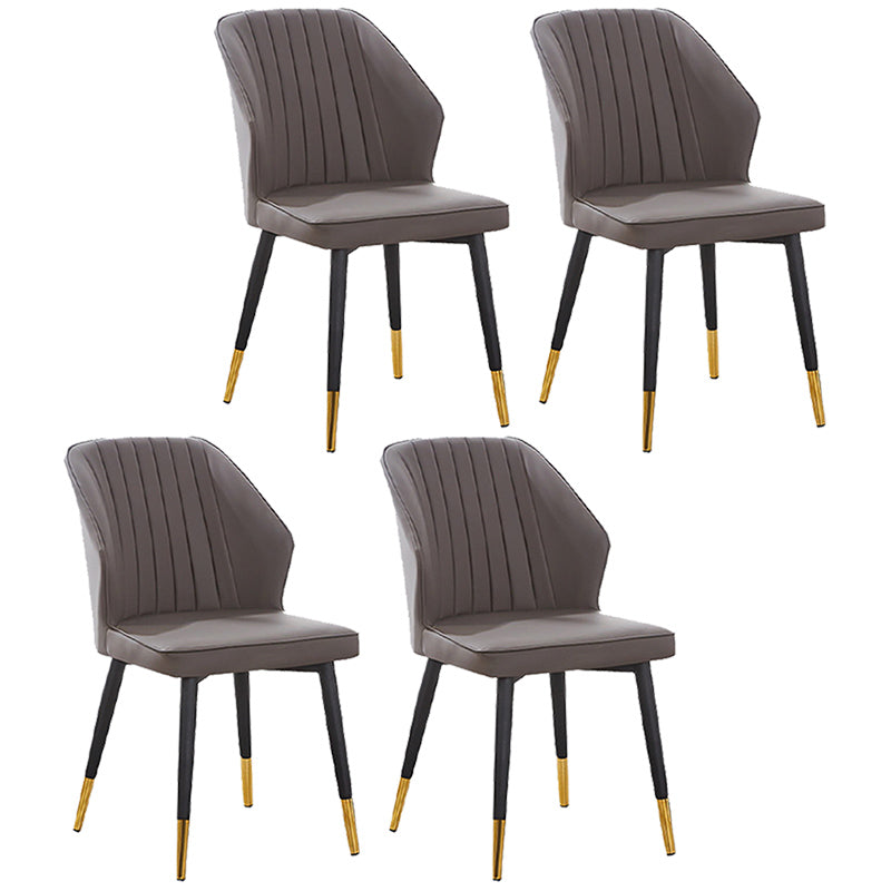 Modern Style Dining Side Chair with Metal Legs Armless Chair for Kitchen Dark Gray 4 Piece Set Brass Gold Clearhalo ' kitchen&dining_furn' 'Dining Chairs' 'Dining Tables & Seating' 'dining_chair' 'furn' 'furn_dining_chair' 'Furniture' 'furniture_dining_chair' 'Kitchen & Dining Furniture' 'kitchen' 3825747