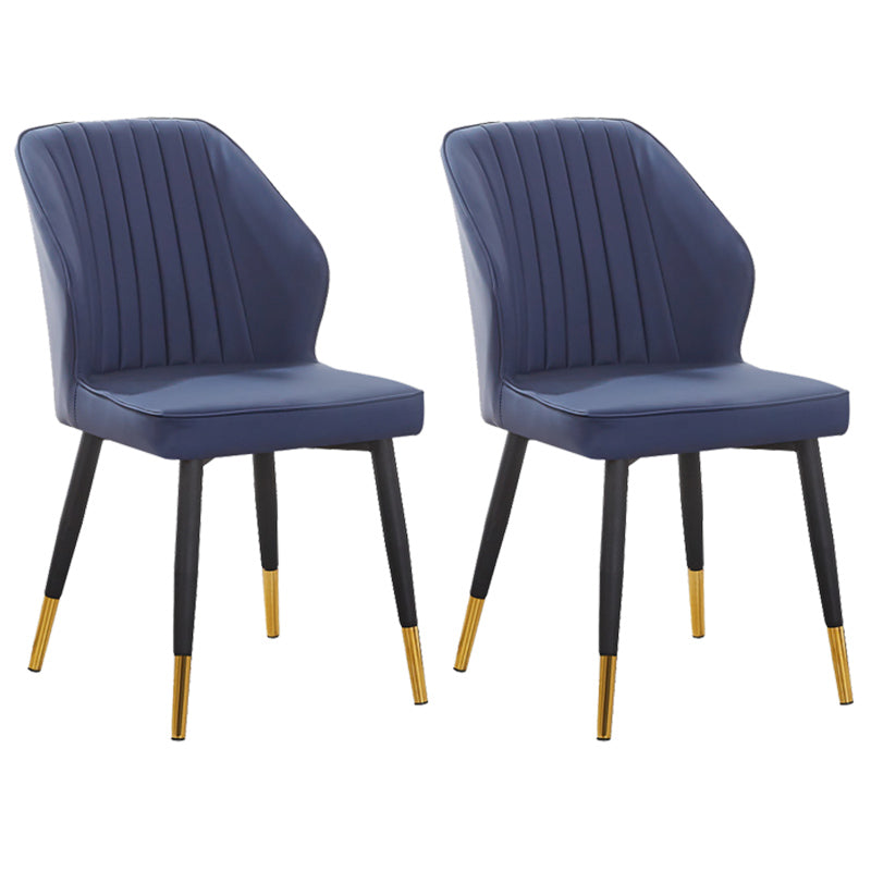 Modern Style Dining Side Chair with Metal Legs Armless Chair for Kitchen Blue 2 Piece Set Brass Gold Clearhalo ' kitchen&dining_furn' 'Dining Chairs' 'Dining Tables & Seating' 'dining_chair' 'furn' 'furn_dining_chair' 'Furniture' 'furniture_dining_chair' 'Kitchen & Dining Furniture' 'kitchen' 3825749