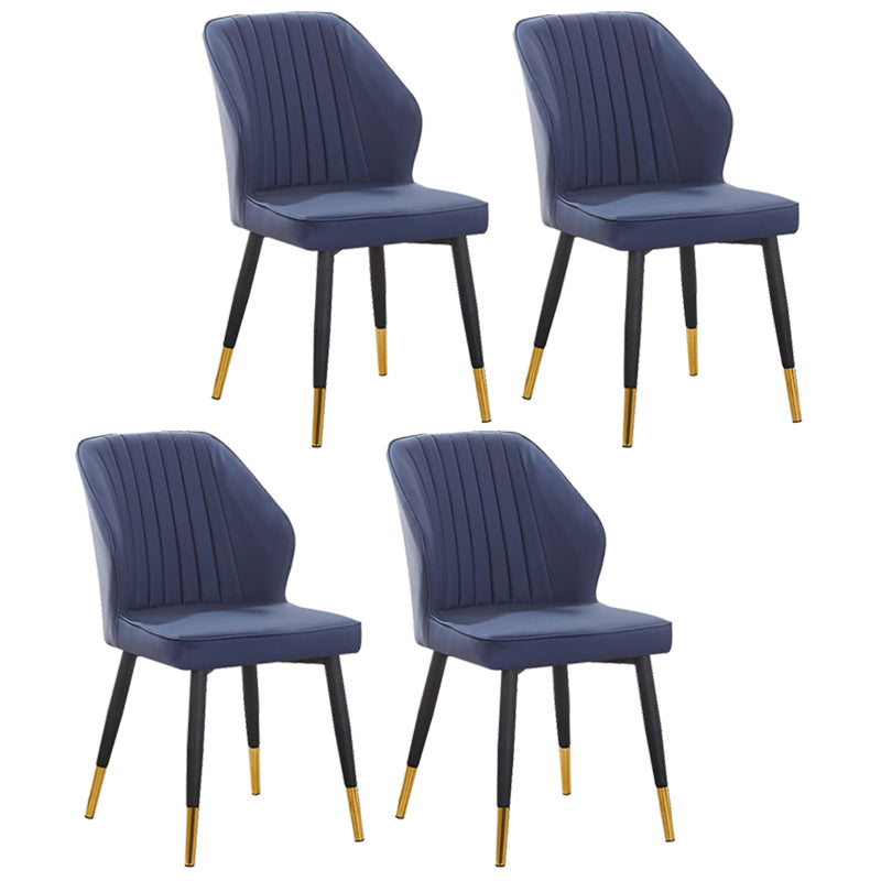 Modern Style Dining Side Chair with Metal Legs Armless Chair for Kitchen Blue 4 Piece Set Brass Gold Clearhalo ' kitchen&dining_furn' 'Dining Chairs' 'Dining Tables & Seating' 'dining_chair' 'furn' 'furn_dining_chair' 'Furniture' 'furniture_dining_chair' 'Kitchen & Dining Furniture' 'kitchen' 3825750