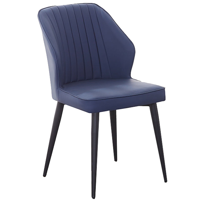 Modern Style Dining Side Chair with Metal Legs Armless Chair for Kitchen Blue 1 Piece Black Clearhalo ' kitchen&dining_furn' 'Dining Chairs' 'Dining Tables & Seating' 'dining_chair' 'furn' 'furn_dining_chair' 'Furniture' 'furniture_dining_chair' 'Kitchen & Dining Furniture' 'kitchen' 3825751