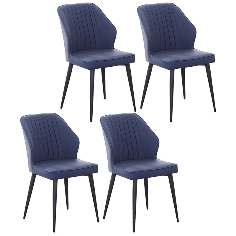 Modern Style Dining Side Chair with Metal Legs Armless Chair for Kitchen Blue 4 Piece Set Black Clearhalo ' kitchen&dining_furn' 'Dining Chairs' 'Dining Tables & Seating' 'dining_chair' 'furn' 'furn_dining_chair' 'Furniture' 'furniture_dining_chair' 'Kitchen & Dining Furniture' 'kitchen' 3825753