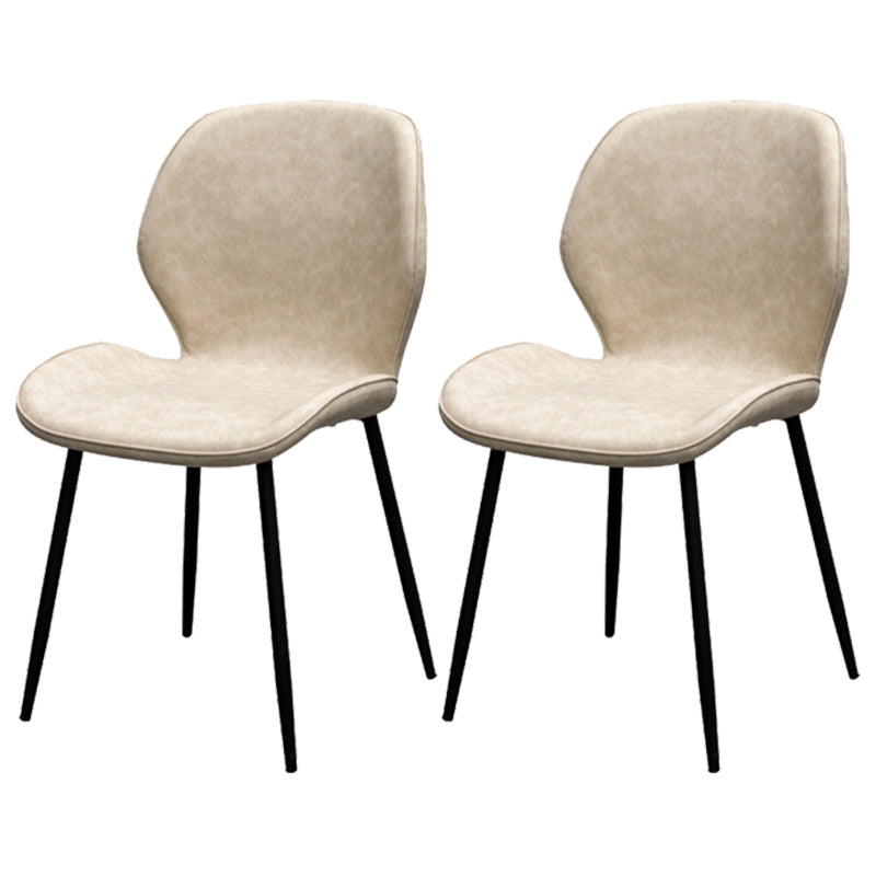 PU Leather Scandinavian Restaurant Side Chair Parsons Matte Finish Dining Chair Beige 2 Piece Set Black Clearhalo ' kitchen&dining_furn' 'Dining Chairs' 'Dining Tables & Seating' 'dining_chair' 'furn' 'furn_dining_chair' 'Furniture' 'furniture_dining_chair' 'Kitchen & Dining Furniture' 'kitchen' 3825757