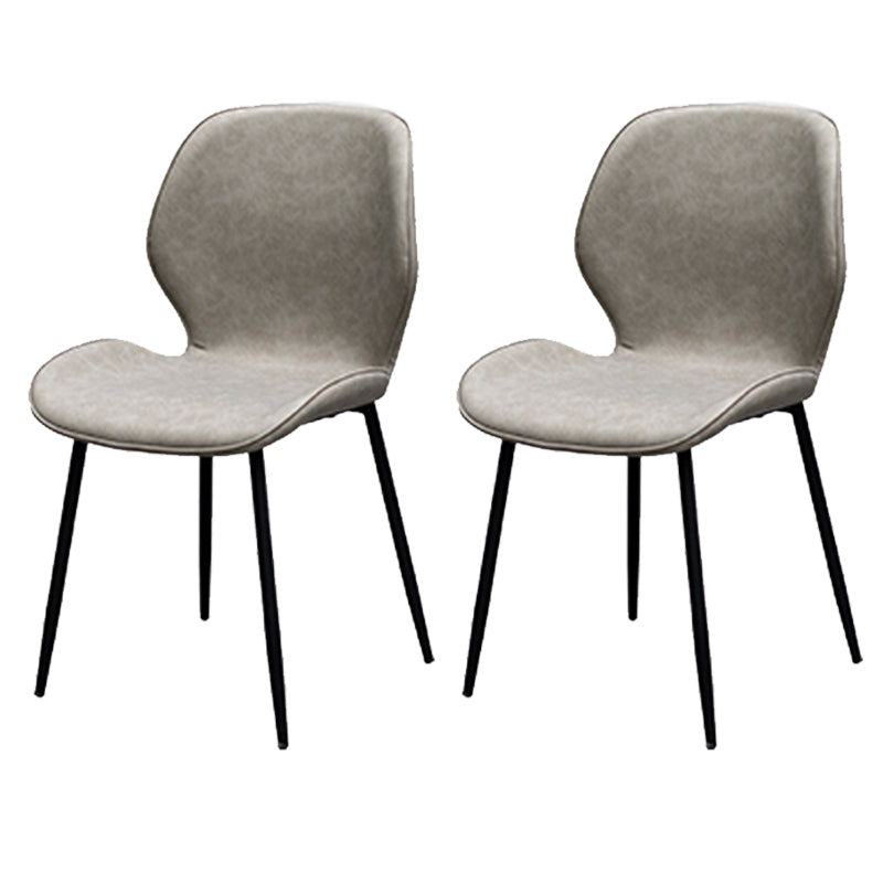 PU Leather Scandinavian Restaurant Side Chair Parsons Matte Finish Dining Chair Light Gray 2 Piece Set Black Clearhalo ' kitchen&dining_furn' 'Dining Chairs' 'Dining Tables & Seating' 'dining_chair' 'furn' 'furn_dining_chair' 'Furniture' 'furniture_dining_chair' 'Kitchen & Dining Furniture' 'kitchen' 3825763