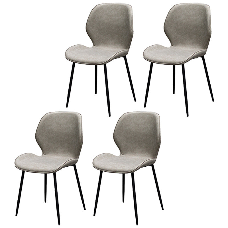 PU Leather Scandinavian Restaurant Side Chair Parsons Matte Finish Dining Chair Light Gray 4 Piece Set Black Clearhalo ' kitchen&dining_furn' 'Dining Chairs' 'Dining Tables & Seating' 'dining_chair' 'furn' 'furn_dining_chair' 'Furniture' 'furniture_dining_chair' 'Kitchen & Dining Furniture' 'kitchen' 3825764