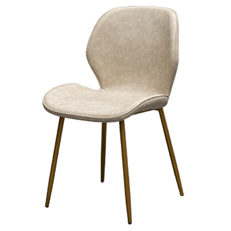 PU Leather Scandinavian Restaurant Side Chair Parsons Matte Finish Dining Chair Beige 1 Piece Brass Gold Clearhalo ' kitchen&dining_furn' 'Dining Chairs' 'Dining Tables & Seating' 'dining_chair' 'furn' 'furn_dining_chair' 'Furniture' 'furniture_dining_chair' 'Kitchen & Dining Furniture' 'kitchen' 3825766