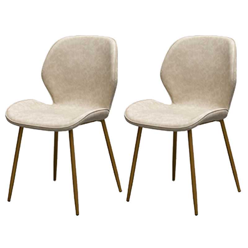 PU Leather Scandinavian Restaurant Side Chair Parsons Matte Finish Dining Chair Beige 2 Piece Set Brass Gold Clearhalo ' kitchen&dining_furn' 'Dining Chairs' 'Dining Tables & Seating' 'dining_chair' 'furn' 'furn_dining_chair' 'Furniture' 'furniture_dining_chair' 'Kitchen & Dining Furniture' 'kitchen' 3825768