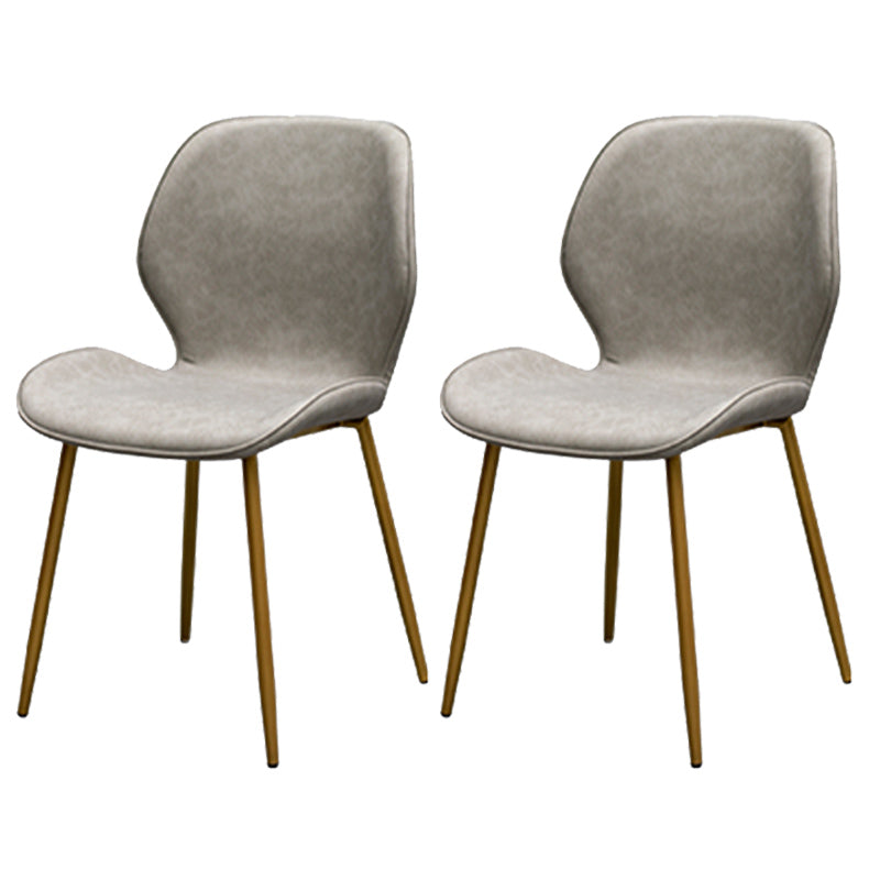 PU Leather Scandinavian Restaurant Side Chair Parsons Matte Finish Dining Chair Light Gray 2 Piece Set Brass Gold Clearhalo ' kitchen&dining_furn' 'Dining Chairs' 'Dining Tables & Seating' 'dining_chair' 'furn' 'furn_dining_chair' 'Furniture' 'furniture_dining_chair' 'Kitchen & Dining Furniture' 'kitchen' 3825774