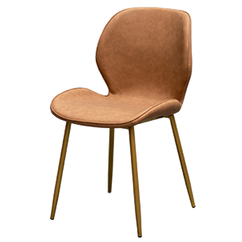 PU Leather Scandinavian Restaurant Side Chair Parsons Matte Finish Dining Chair Brown 1 Piece Brass Gold Clearhalo ' kitchen&dining_furn' 'Dining Chairs' 'Dining Tables & Seating' 'dining_chair' 'furn' 'furn_dining_chair' 'Furniture' 'furniture_dining_chair' 'Kitchen & Dining Furniture' 'kitchen' 3825776