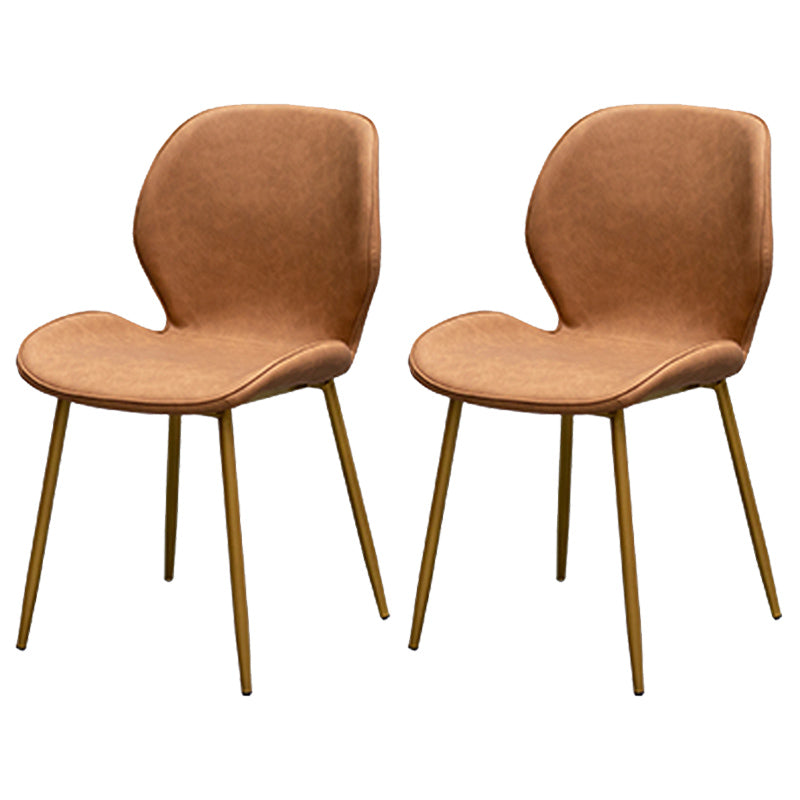 PU Leather Scandinavian Restaurant Side Chair Parsons Matte Finish Dining Chair Brown 2 Piece Set Brass Gold Clearhalo ' kitchen&dining_furn' 'Dining Chairs' 'Dining Tables & Seating' 'dining_chair' 'furn' 'furn_dining_chair' 'Furniture' 'furniture_dining_chair' 'Kitchen & Dining Furniture' 'kitchen' 3825777