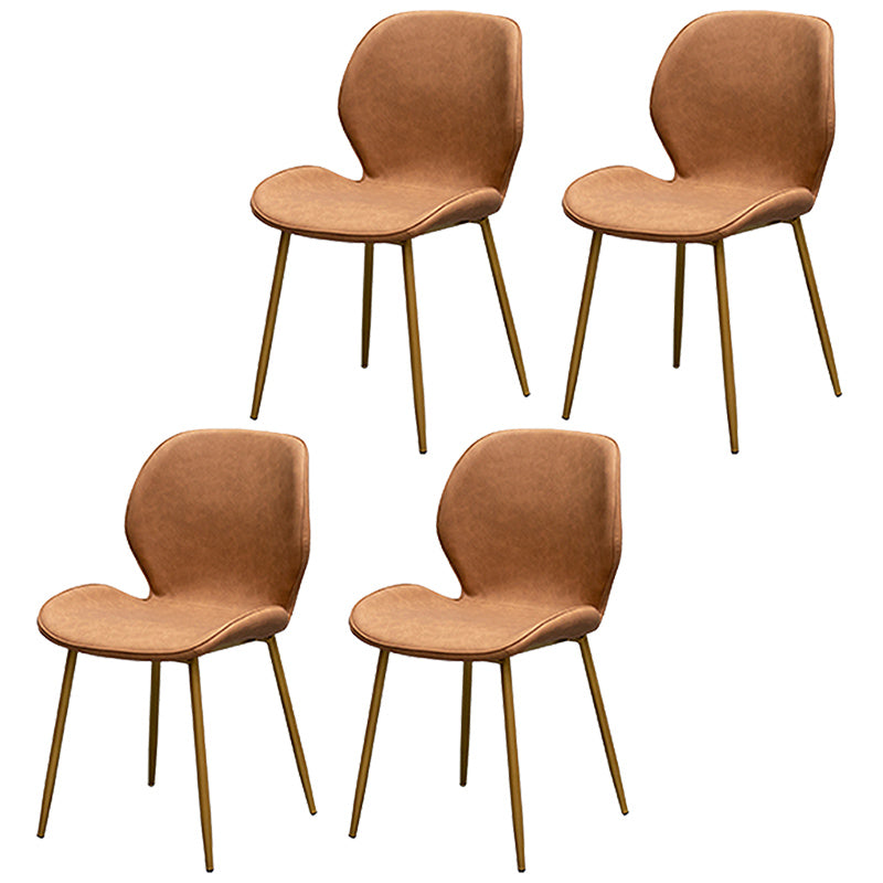 PU Leather Scandinavian Restaurant Side Chair Parsons Matte Finish Dining Chair Brown 4 Piece Set Brass Gold Clearhalo ' kitchen&dining_furn' 'Dining Chairs' 'Dining Tables & Seating' 'dining_chair' 'furn' 'furn_dining_chair' 'Furniture' 'furniture_dining_chair' 'Kitchen & Dining Furniture' 'kitchen' 3825778
