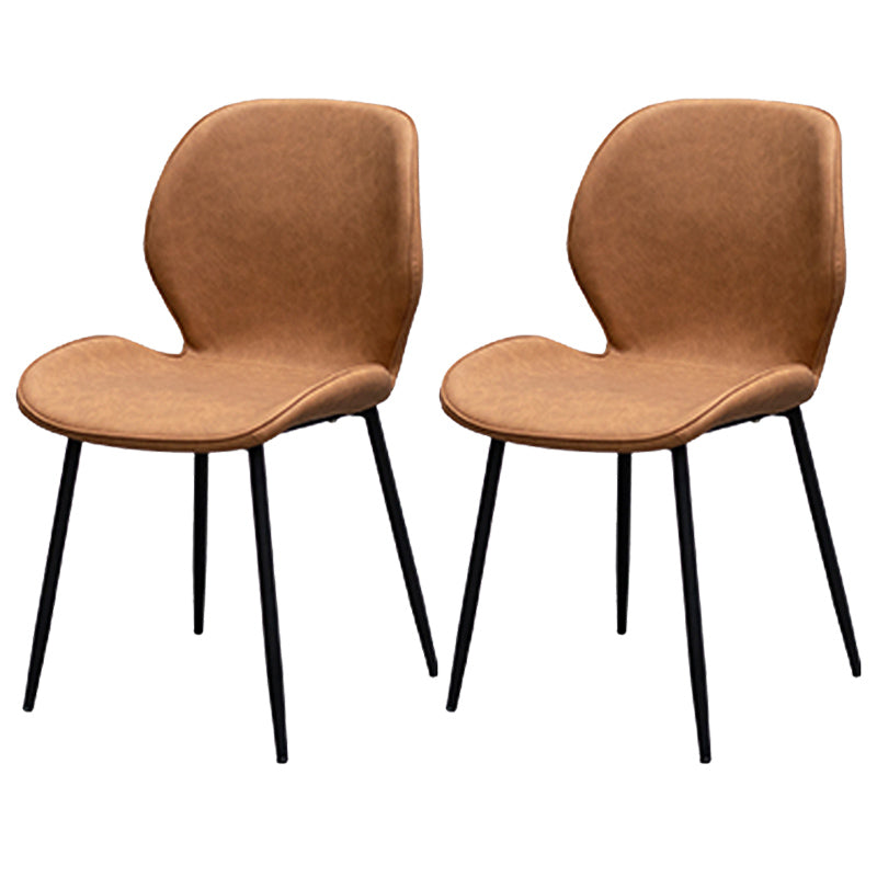 PU Leather Scandinavian Restaurant Side Chair Parsons Matte Finish Dining Chair Brown 2 Piece Set Black Clearhalo ' kitchen&dining_furn' 'Dining Chairs' 'Dining Tables & Seating' 'dining_chair' 'furn' 'furn_dining_chair' 'Furniture' 'furniture_dining_chair' 'Kitchen & Dining Furniture' 'kitchen' 3825780