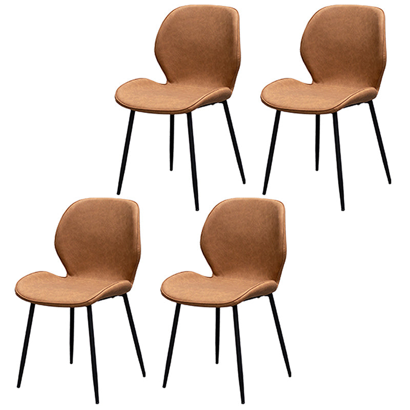 PU Leather Scandinavian Restaurant Side Chair Parsons Matte Finish Dining Chair Brown 4 Piece Set Black Clearhalo ' kitchen&dining_furn' 'Dining Chairs' 'Dining Tables & Seating' 'dining_chair' 'furn' 'furn_dining_chair' 'Furniture' 'furniture_dining_chair' 'Kitchen & Dining Furniture' 'kitchen' 3825781