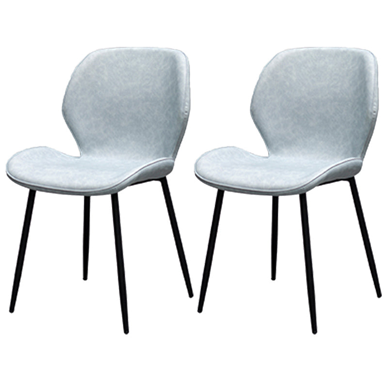 PU Leather Scandinavian Restaurant Side Chair Parsons Matte Finish Dining Chair Light Blue 2 Piece Set Black Clearhalo ' kitchen&dining_furn' 'Dining Chairs' 'Dining Tables & Seating' 'dining_chair' 'furn' 'furn_dining_chair' 'Furniture' 'furniture_dining_chair' 'Kitchen & Dining Furniture' 'kitchen' 3825783