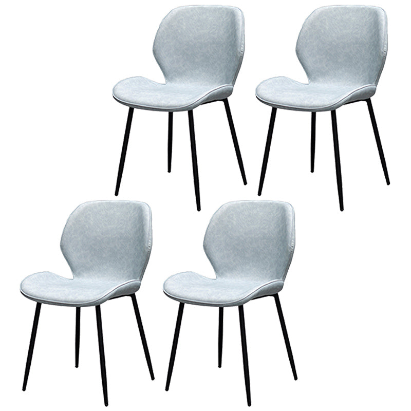 PU Leather Scandinavian Restaurant Side Chair Parsons Matte Finish Dining Chair Light Blue 4 Piece Set Black Clearhalo ' kitchen&dining_furn' 'Dining Chairs' 'Dining Tables & Seating' 'dining_chair' 'furn' 'furn_dining_chair' 'Furniture' 'furniture_dining_chair' 'Kitchen & Dining Furniture' 'kitchen' 3825784