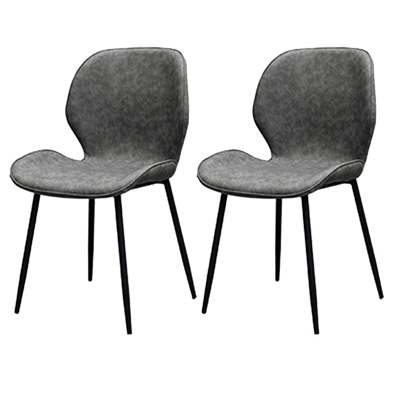 PU Leather Scandinavian Restaurant Side Chair Parsons Matte Finish Dining Chair Dark Gray 2 Piece Set Black Clearhalo ' kitchen&dining_furn' 'Dining Chairs' 'Dining Tables & Seating' 'dining_chair' 'furn' 'furn_dining_chair' 'Furniture' 'furniture_dining_chair' 'Kitchen & Dining Furniture' 'kitchen' 3825786