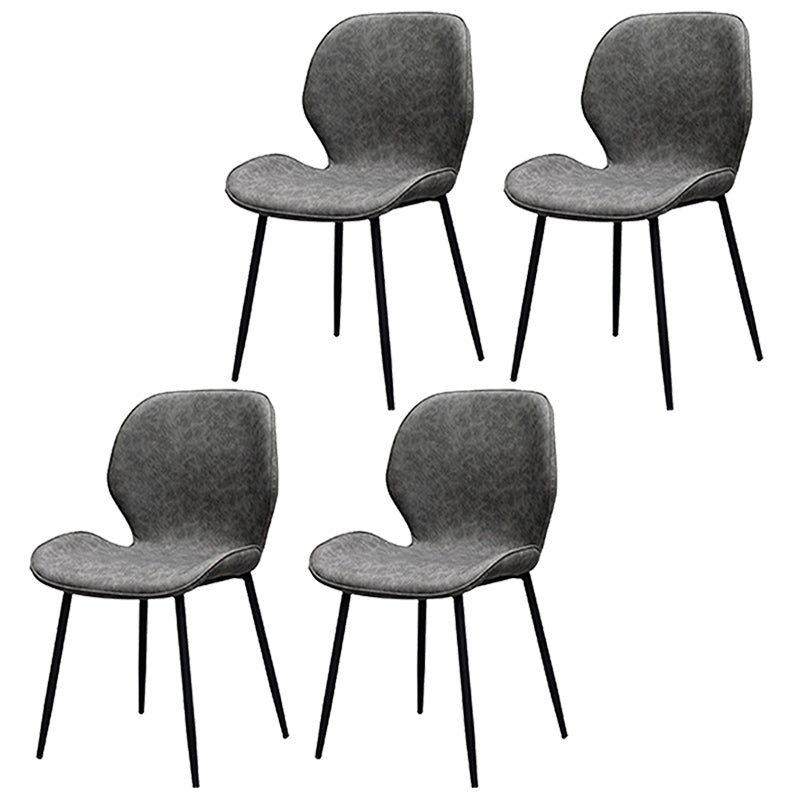 PU Leather Scandinavian Restaurant Side Chair Parsons Matte Finish Dining Chair Dark Gray 4 Piece Set Black Clearhalo ' kitchen&dining_furn' 'Dining Chairs' 'Dining Tables & Seating' 'dining_chair' 'furn' 'furn_dining_chair' 'Furniture' 'furniture_dining_chair' 'Kitchen & Dining Furniture' 'kitchen' 3825787