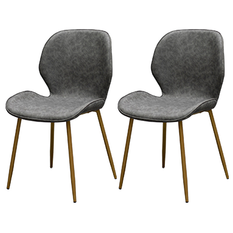 PU Leather Scandinavian Restaurant Side Chair Parsons Matte Finish Dining Chair Dark Gray 2 Piece Set Brass Gold Clearhalo ' kitchen&dining_furn' 'Dining Chairs' 'Dining Tables & Seating' 'dining_chair' 'furn' 'furn_dining_chair' 'Furniture' 'furniture_dining_chair' 'Kitchen & Dining Furniture' 'kitchen' 3825789