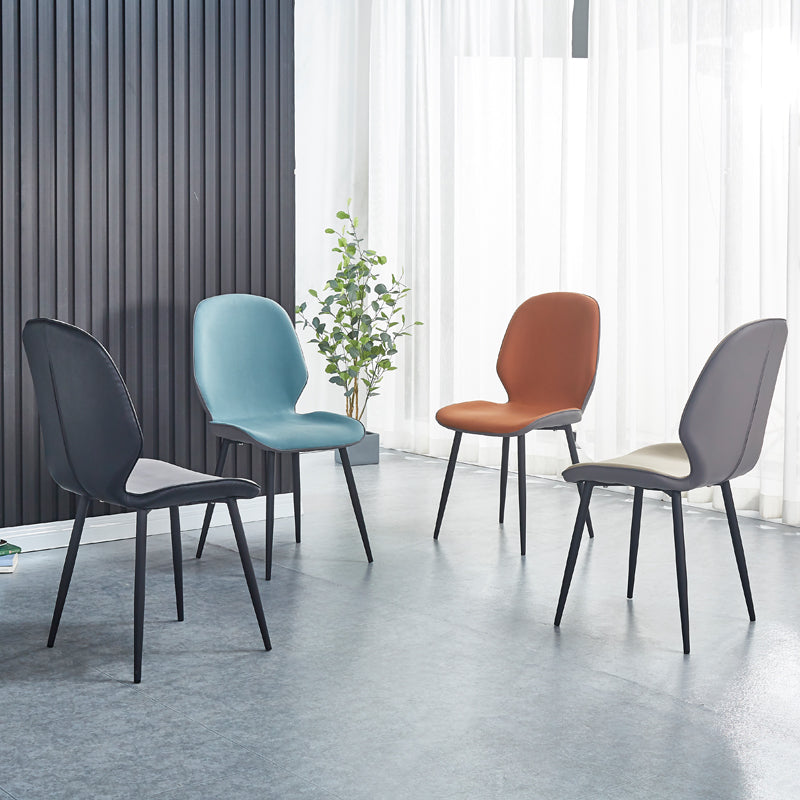 Home Scandinavian Side Chair Solid Back Upholstered Metal Dining Room Chair Clearhalo ' kitchen&dining_furn' 'Dining Chairs' 'Dining Tables & Seating' 'dining_chair' 'furn' 'furn_dining_chair' 'Furniture' 'furniture_dining_chair' 'Kitchen & Dining Furniture' 'kitchen' 3825800