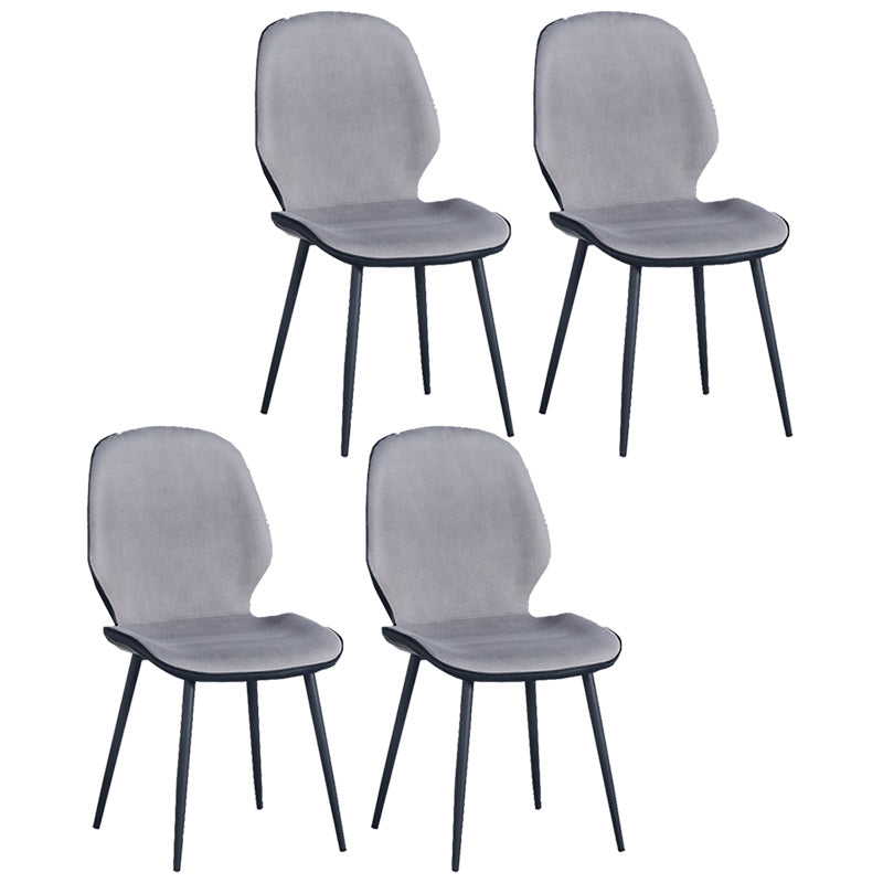 Home Scandinavian Side Chair Solid Back Upholstered Metal Dining Room Chair Grey 4 Piece Set Black Clearhalo ' kitchen&dining_furn' 'Dining Chairs' 'Dining Tables & Seating' 'dining_chair' 'furn' 'furn_dining_chair' 'Furniture' 'furniture_dining_chair' 'Kitchen & Dining Furniture' 'kitchen' 3825802