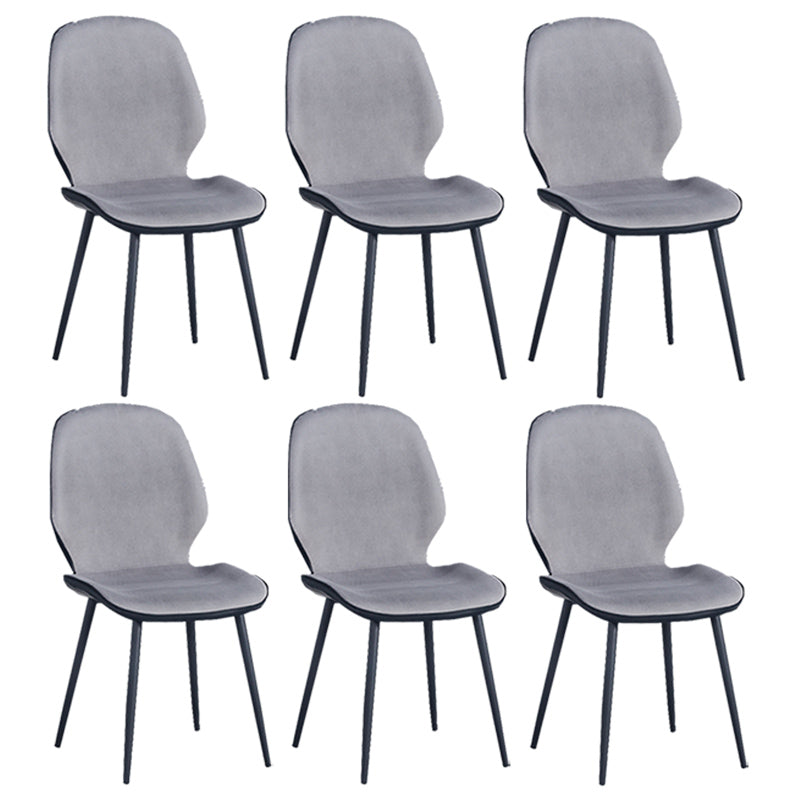 Home Scandinavian Side Chair Solid Back Upholstered Metal Dining Room Chair Grey 6 Piece Set Black Clearhalo ' kitchen&dining_furn' 'Dining Chairs' 'Dining Tables & Seating' 'dining_chair' 'furn' 'furn_dining_chair' 'Furniture' 'furniture_dining_chair' 'Kitchen & Dining Furniture' 'kitchen' 3825804