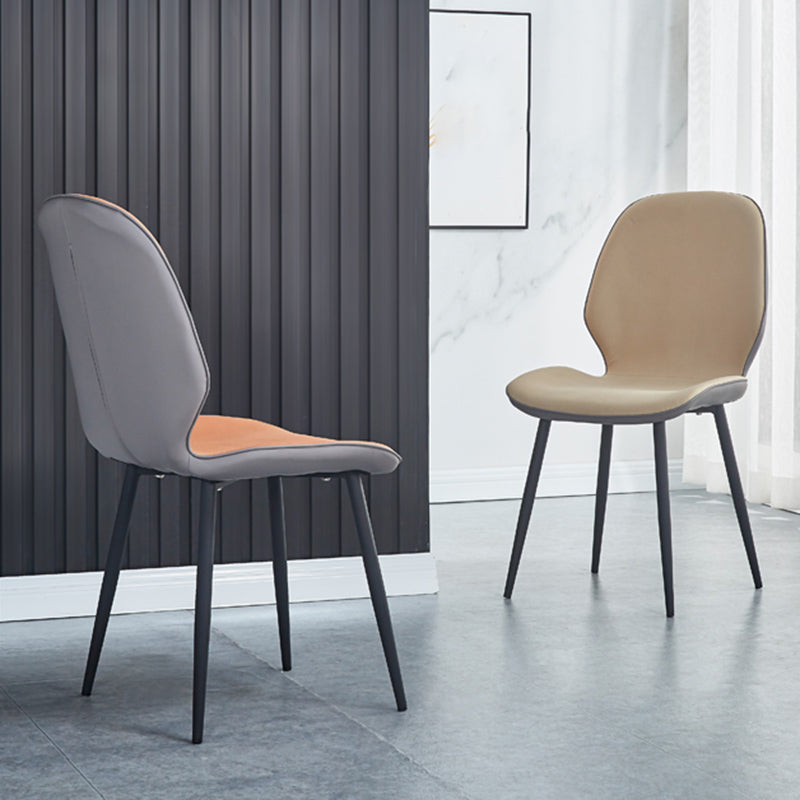 Home Scandinavian Side Chair Solid Back Upholstered Metal Dining Room Chair Clearhalo ' kitchen&dining_furn' 'Dining Chairs' 'Dining Tables & Seating' 'dining_chair' 'furn' 'furn_dining_chair' 'Furniture' 'furniture_dining_chair' 'Kitchen & Dining Furniture' 'kitchen' 3825815