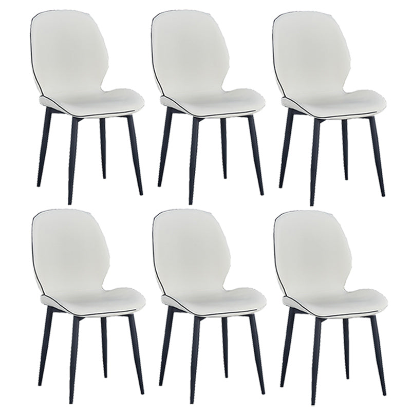 Home Scandinavian Side Chair Solid Back Upholstered Metal Dining Room Chair White 6 Piece Set Black Clearhalo ' kitchen&dining_furn' 'Dining Chairs' 'Dining Tables & Seating' 'dining_chair' 'furn' 'furn_dining_chair' 'Furniture' 'furniture_dining_chair' 'Kitchen & Dining Furniture' 'kitchen' 3825816