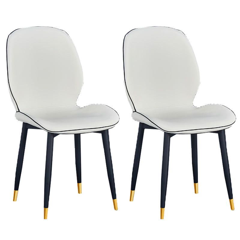 Home Scandinavian Side Chair Solid Back Upholstered Metal Dining Room Chair White 2 Piece Set Brass Gold Clearhalo ' kitchen&dining_furn' 'Dining Chairs' 'Dining Tables & Seating' 'dining_chair' 'furn' 'furn_dining_chair' 'Furniture' 'furniture_dining_chair' 'Kitchen & Dining Furniture' 'kitchen' 3825819