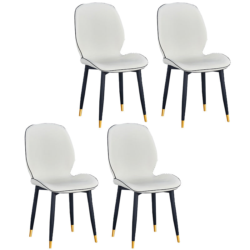 Home Scandinavian Side Chair Solid Back Upholstered Metal Dining Room Chair White 4 Piece Set Brass Gold Clearhalo ' kitchen&dining_furn' 'Dining Chairs' 'Dining Tables & Seating' 'dining_chair' 'furn' 'furn_dining_chair' 'Furniture' 'furniture_dining_chair' 'Kitchen & Dining Furniture' 'kitchen' 3825821