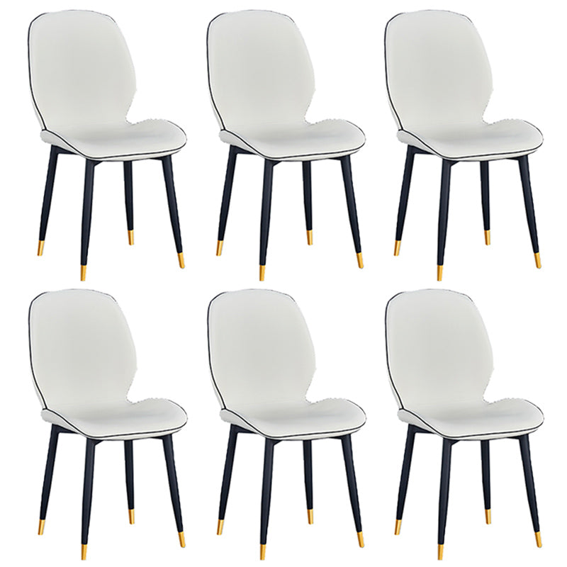 Home Scandinavian Side Chair Solid Back Upholstered Metal Dining Room Chair White 6 Piece Set Brass Gold Clearhalo ' kitchen&dining_furn' 'Dining Chairs' 'Dining Tables & Seating' 'dining_chair' 'furn' 'furn_dining_chair' 'Furniture' 'furniture_dining_chair' 'Kitchen & Dining Furniture' 'kitchen' 3825822
