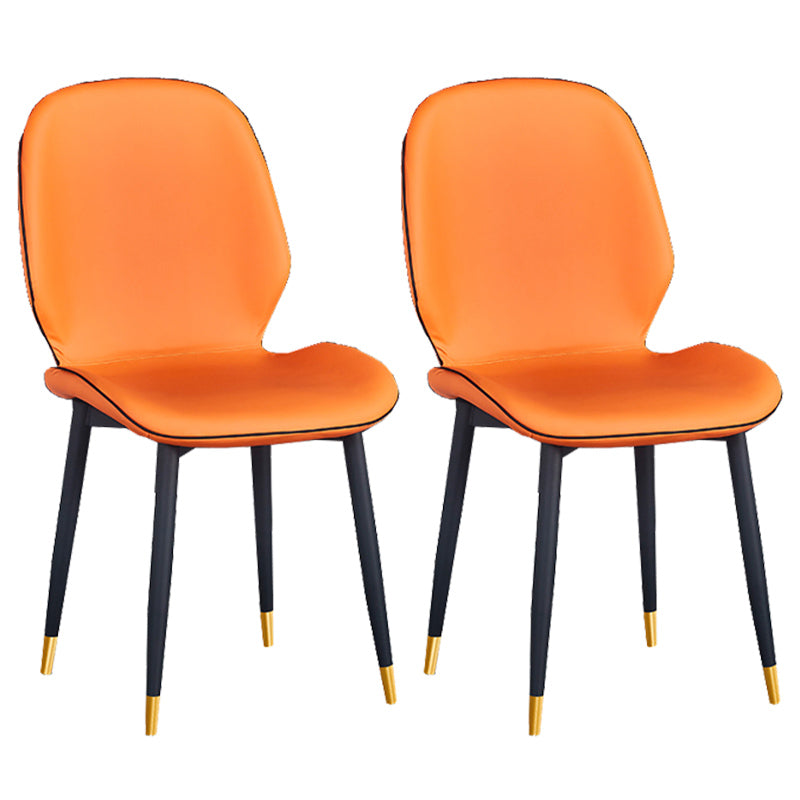 Home Scandinavian Side Chair Solid Back Upholstered Metal Dining Room Chair Orange 2 Piece Set Brass Gold Clearhalo ' kitchen&dining_furn' 'Dining Chairs' 'Dining Tables & Seating' 'dining_chair' 'furn' 'furn_dining_chair' 'Furniture' 'furniture_dining_chair' 'Kitchen & Dining Furniture' 'kitchen' 3825826