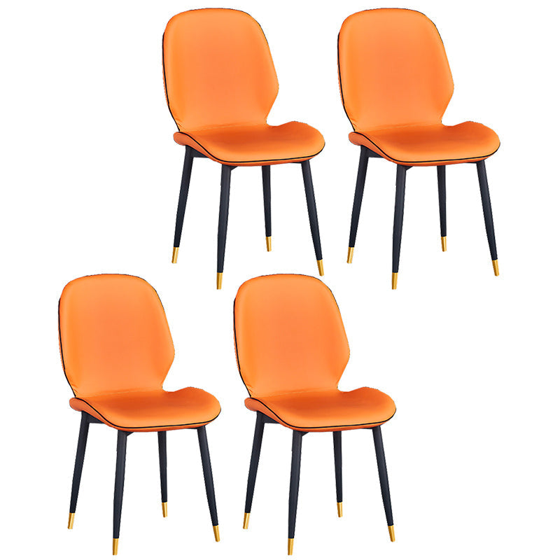 Home Scandinavian Side Chair Solid Back Upholstered Metal Dining Room Chair Orange 4 Piece Set Brass Gold Clearhalo ' kitchen&dining_furn' 'Dining Chairs' 'Dining Tables & Seating' 'dining_chair' 'furn' 'furn_dining_chair' 'Furniture' 'furniture_dining_chair' 'Kitchen & Dining Furniture' 'kitchen' 3825827