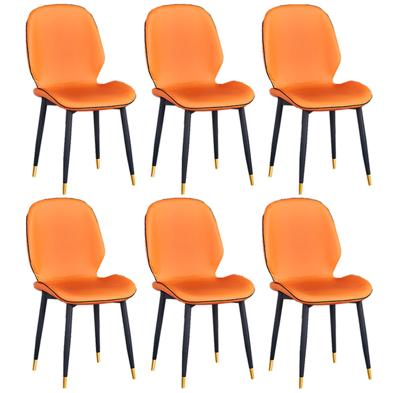 Home Scandinavian Side Chair Solid Back Upholstered Metal Dining Room Chair Orange 6 Piece Set Brass Gold Clearhalo ' kitchen&dining_furn' 'Dining Chairs' 'Dining Tables & Seating' 'dining_chair' 'furn' 'furn_dining_chair' 'Furniture' 'furniture_dining_chair' 'Kitchen & Dining Furniture' 'kitchen' 3825828