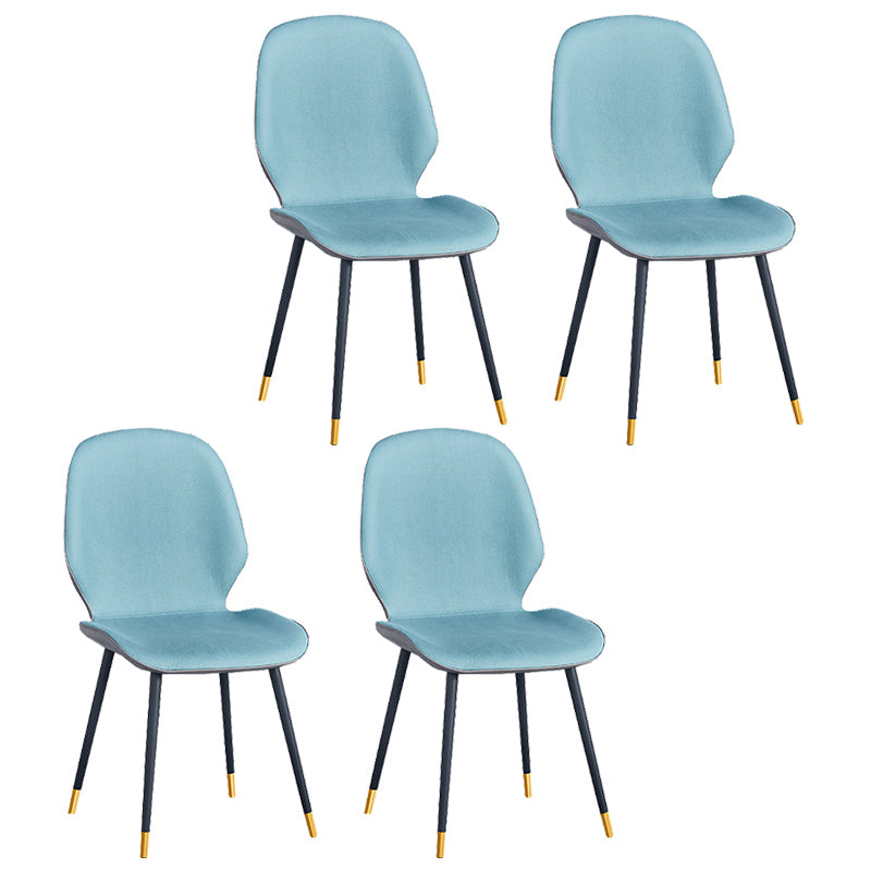 Home Scandinavian Side Chair Solid Back Upholstered Metal Dining Room Chair Blue 4 Piece Set Brass Gold Clearhalo ' kitchen&dining_furn' 'Dining Chairs' 'Dining Tables & Seating' 'dining_chair' 'furn' 'furn_dining_chair' 'Furniture' 'furniture_dining_chair' 'Kitchen & Dining Furniture' 'kitchen' 3825836