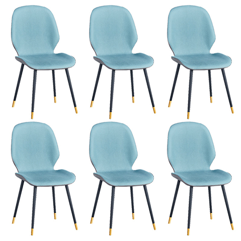 Home Scandinavian Side Chair Solid Back Upholstered Metal Dining Room Chair Blue 6 Piece Set Brass Gold Clearhalo ' kitchen&dining_furn' 'Dining Chairs' 'Dining Tables & Seating' 'dining_chair' 'furn' 'furn_dining_chair' 'Furniture' 'furniture_dining_chair' 'Kitchen & Dining Furniture' 'kitchen' 3825837