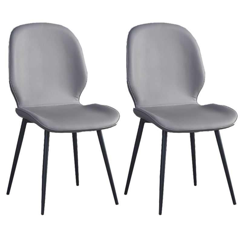Home Scandinavian Side Chair Solid Back Upholstered Metal Dining Room Chair Dark Gray 2 Piece Set Black Clearhalo ' kitchen&dining_furn' 'Dining Chairs' 'Dining Tables & Seating' 'dining_chair' 'furn' 'furn_dining_chair' 'Furniture' 'furniture_dining_chair' 'Kitchen & Dining Furniture' 'kitchen' 3825838