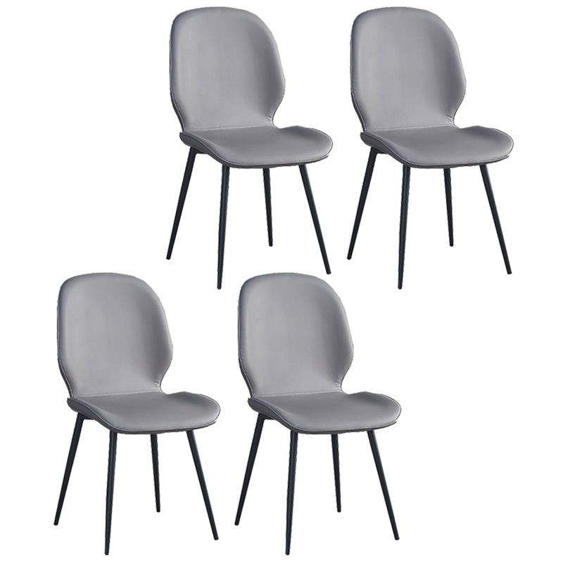 Home Scandinavian Side Chair Solid Back Upholstered Metal Dining Room Chair Dark Gray 4 Piece Set Black Clearhalo ' kitchen&dining_furn' 'Dining Chairs' 'Dining Tables & Seating' 'dining_chair' 'furn' 'furn_dining_chair' 'Furniture' 'furniture_dining_chair' 'Kitchen & Dining Furniture' 'kitchen' 3825839